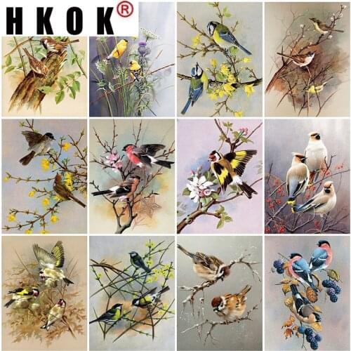 HKOK 5D Diamond Painting Birds Full Square Diamond Embroidery Sale Animal Pictures Of Rhinestones Mosaic Home Decoration