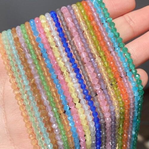 Natural Stone 2 3mm Faceted Multicolor Cat Eye Loose Spacer Beads For Jewelry Making Beadwork DIY Bracelet Necklace 15''inches