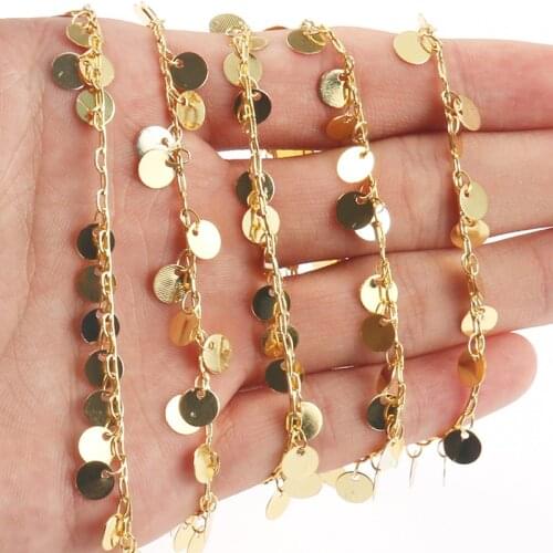 1Meter Stainless Steel Gold Color Chain Round Pearl Beads for Jewelry Making DIY Bracelets Necklaces Ankles Accessories