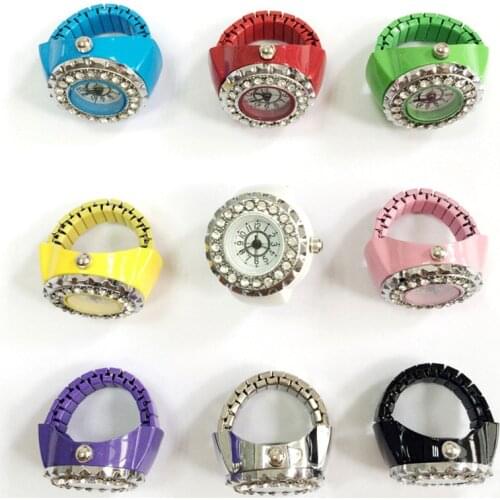 Кольцо Мужское Fashion Women Girls Crystal Ring Watch Steel Stretchy Quartz Finger Watches Gifts Accessories Кольца 2021 Тренд