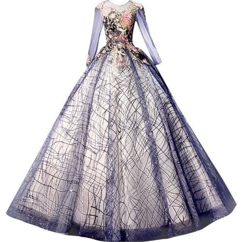 Navy embroidery flower baroque long ball gown dress Renaissance Gown queen Victorian/Marie Antoinette Belle