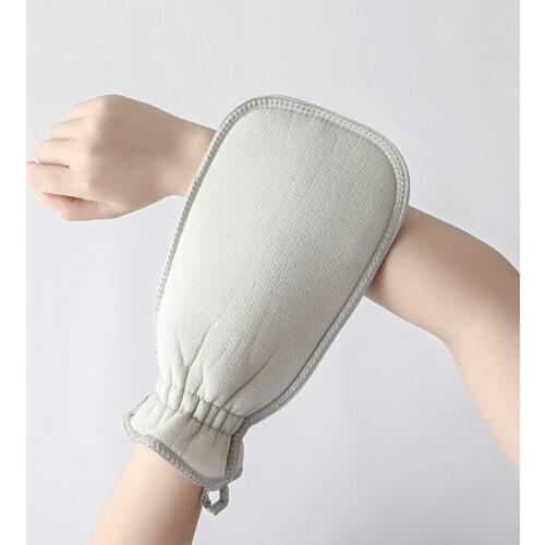 1Pcs Shower Exfoliator Double Sided Bath Gloves Body Cleaning Scrub Mitt Rub Dead Skin Removal Pure Color Bathroom Accessories