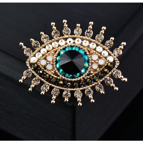KIOOZOL Sexy Blue Black Big Eyes Micro Inlaid Cubic Zirconia Brooch For Women Vintage Jewelry Accessories Gifts 161 KO2