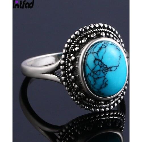 Vintage Natural Turquoise Rings for Women Men 925 Sterling Silver Fashion Rings Anniversary Gift Fine Jewelry