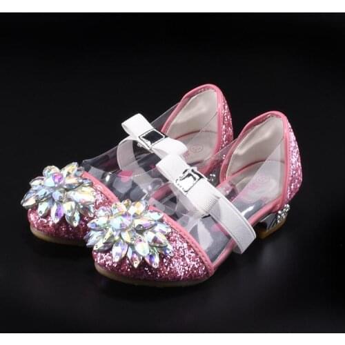 Autumn Spring Baby Girls Leather Shoes For Children Princess Rhinestone Flower Pearl Glitter Casual Leather Kids Shoes