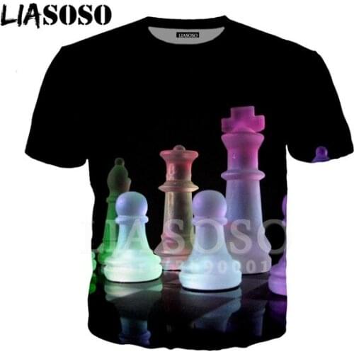 LIASOSO Novelty 3d Printed Graphics T-shirt Chess Chessboard Harajuku Tee Shirt Men Clothing Short Sleeve Oversized T Shirt