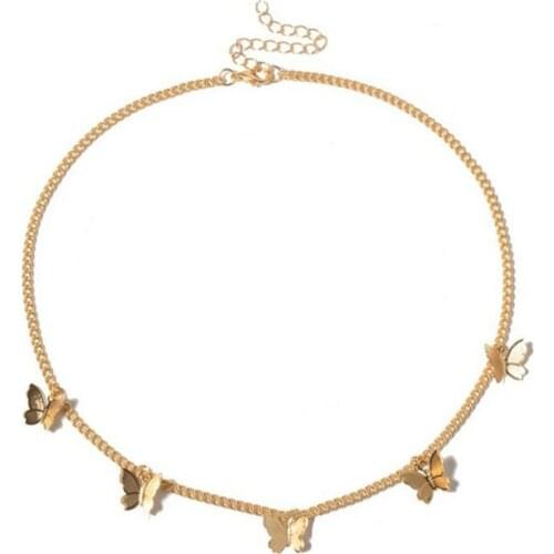 Small Animal Butterfly Chain Necklaces for Women Hot Sale Gold Silver Color Color Clavicle Chain Necklaces Jewelry Accessories