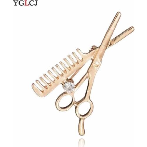 Trendy Fashion Metal Alloy Scissors Crystal Brooch Set Women Set Lapel Pin Gift Mens Jewelry