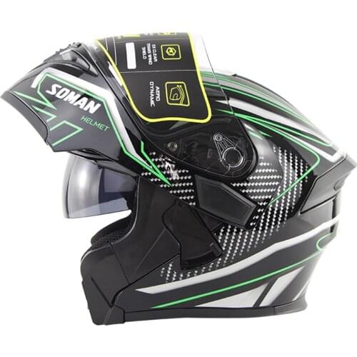 SOMAN Flip Up Motorcycle Helmet Motocross Helmet Casco Moto Motorbike Racing Helmet Biker Full Face Helmets DOT Certification