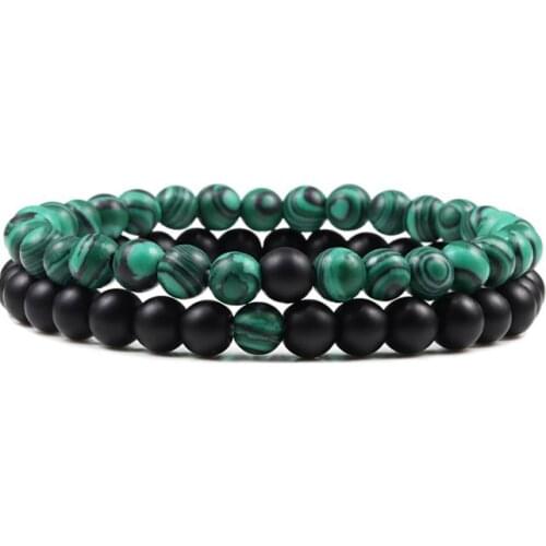 6mm Hand Beaded Malachite Tiger Eye Bracelet Black Lava Elastic Volcanic Stone Bracelet Mens Bracelet Fashion Jewelry