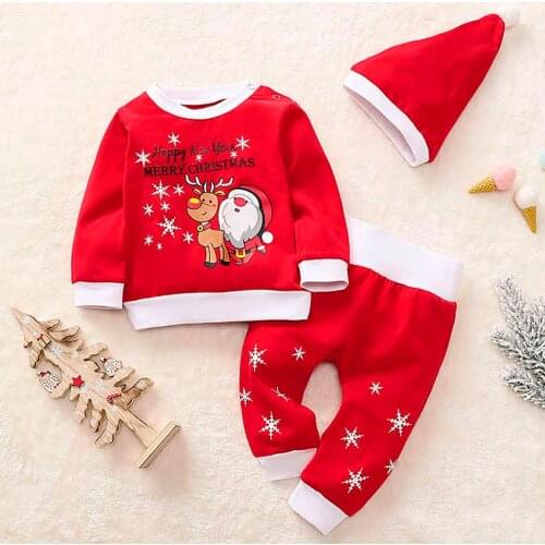 My First Christmas Baby Clothing Boys Girls Christmas Santa Fawn Print Pajamas Sleepwear Outfits Baby Set Ubranka Dla Niemowlat