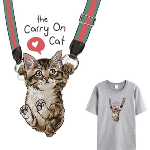 Cat Stickers For Clothes Boy T-Shirt Dresses Hot Tear Thermal Transfer Diy New Design Patch On Clothes Washable