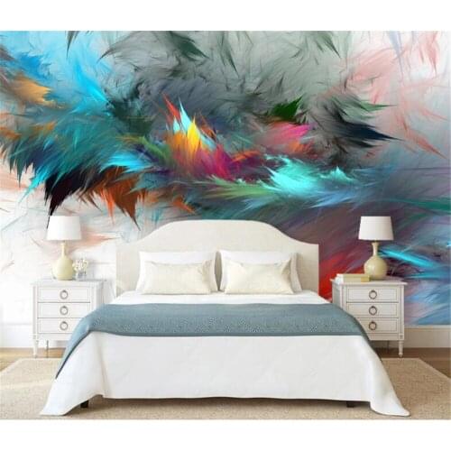 Bacal Nordic abstract watercolor art colorful feather living room background wall 3d wallpaper mural home decor