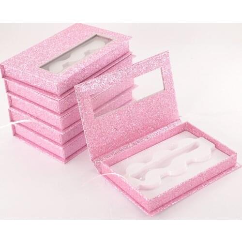 Wholesale 3pairs of False Eyelashes Box Package Lash Book Packaging 25mm Mink lashes Pink Storage Boxes flash Case Makeup Vendor
