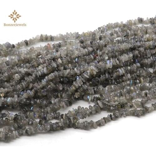 5-8mm 30inches Wholesale Natural Crystal Gray Labradorite Moonstone Gravel Rock Quartz Chip Beads Crystals Stones
