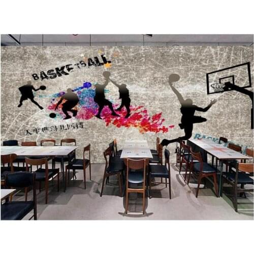 Custom photo 3d wallpaper Retro nostalgic cement wall basketball sport decor living room 3d wall murals wallpaper for walls 3 d