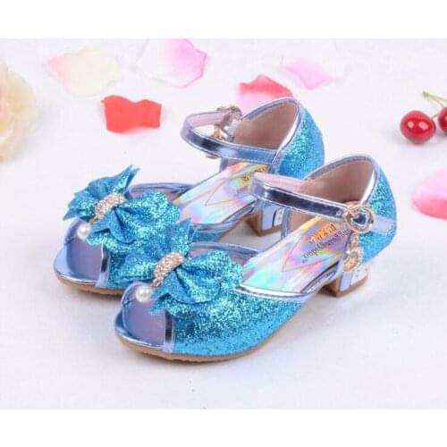 Children Sandals For Girls Weddings Girls Sandals Crystal High Heel Shoes Banquet Pink Gold Blue Silver shoes