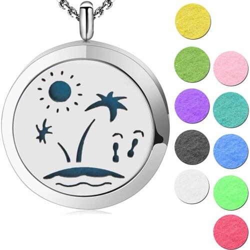 Silver Jewelry travel and beach Aromatherapy Essential Oil 316 Stainless Steel Perfume Diffuser Locket Necklace with chain