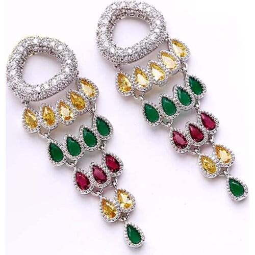 Red Trees Brand New Arrival Vintage Teardrop Earrings Long Silver Needle Drop Earrings For Women Wedding Birthday Gift