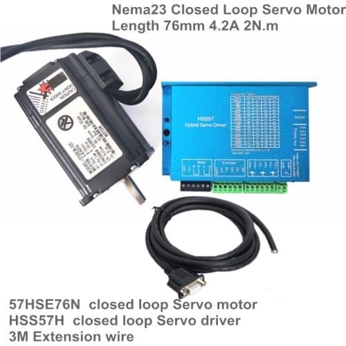 2N.m Nema23 76mm Closed Loop Servo Motor 3A & Hybrid Step-servo Driver Controller 6A