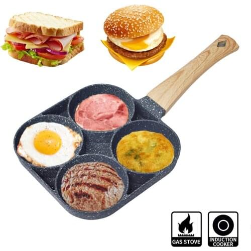 Four-hole Frying Pot Pan Thickened Omelet Pan Non-stick Egg Pancake Steak Pan Cooking Egg Ham Pans Breakfast Maker Cookware