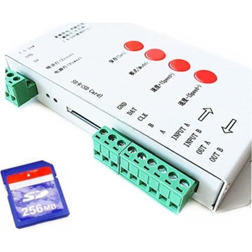 T1000S T-1000S SD card for WS2801 WS2811 LPD6803 led pixel controller RGB full color DC5V-24V RGB play video SPI