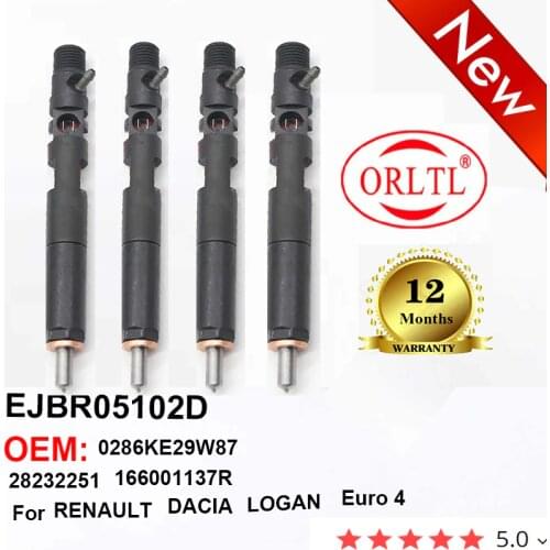 4 pieces/lot New Common Rail Fuel Injector 28232251 EJBR05102D 166001137R for RENAULT DACIA LOGAN Euro 4 Common Rail Injector