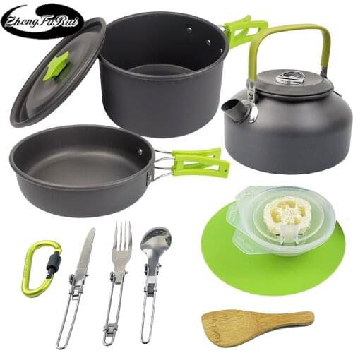 Outdoor products hot sale new outdoor camping pot pot teapot set portable kettle cooker combination