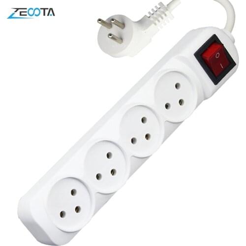 Power Strip Israel Plug Outlets 4 Way AC Electric Switched Sockets 16A Wire 1.5m Extension Cord Wall Mounted for Home Office