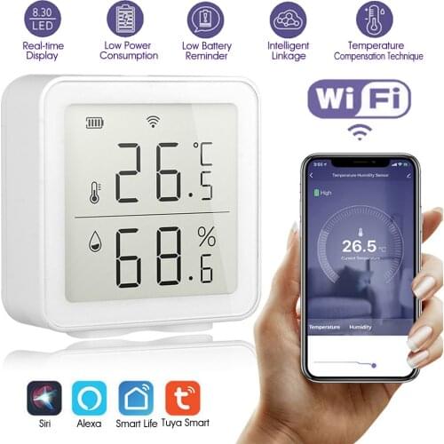 Smart Temperature Humidity Meter Compatible For Alexa Google Assistant Super Long Range Wireless Digital Hygrometer For Tuya App