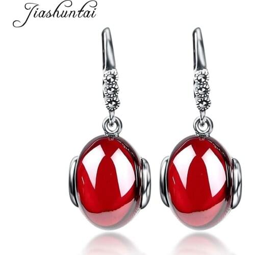 ZHJIASHUN Vintage Silver 925 Earrings for Women Fashion 925 Sterling Silver Jewelry Drop Earrings Female