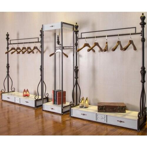 Clothing store display rack. Men and women wear floor racks. Hanger..058