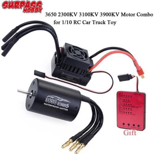 Surpass Hobby Waterproof 3650 2300KV 3100KV 3900KV Brushless Motor with 60A ESC w/ Program Card Combo for 1/10 RC Car Truck Toy