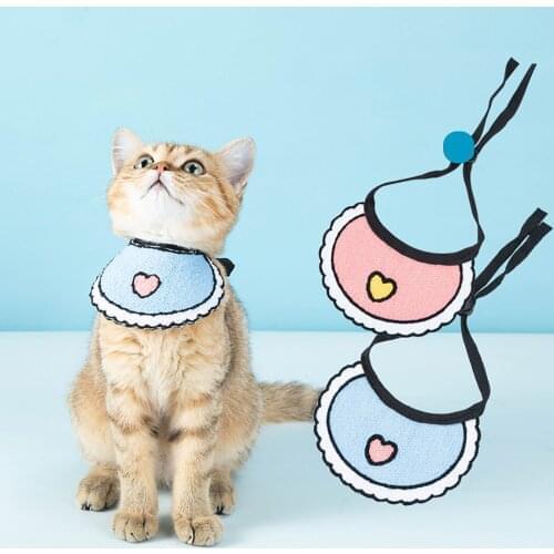 2PCS Legendog Pet Bibs Reusable Cute Heart Cat Kerchiefs Kitten Neckerchiefs Dog Bandana Pet Cat Dog Bibs Scarf Accessories