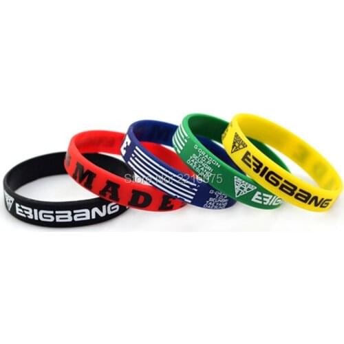 500pcs silkscreen print K-POP BIGBANG made wristband silicone bracelets free shipping by DHL express