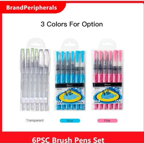 6Pcs Brushes Refillable Water-color Brush Pens Set for Painting Markers Artists Calligraphy