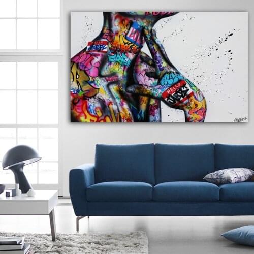 Abstract Sex Neck Oil Painting Graffiti Art Canvas Painting Inspirational Posters Print Wall Art Living Room Home Decoration