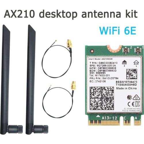 AX210 M.2 NGFF Wifi 6E Network Card 3000Mbps 2.4G/5Ghz/6Ghz Bluetooth 5.2 Desktop Kit 802.11ax Wireless Adapter With Antennas