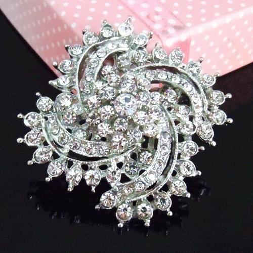 DHL FEDEX FREE SHIPPING VINTAGE STYLE RHODIUM PLATED FLOWER CRYSTAL PIN BROOCHES