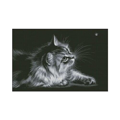 FREE Shipping Top Quality popular counted cross stitch set black cat kitty 14CT