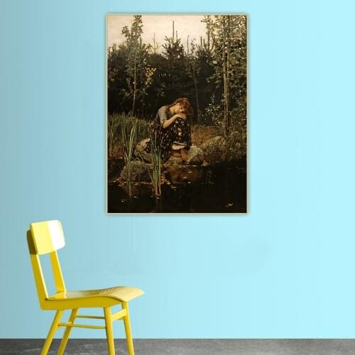 Citon Viktor Vasnetsov《Alyonushka》Canvas Art Oil Painting Artwork Poster Decorative Picture Wall Decor Home Decoration