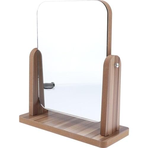 Bedroom Bathroom Decorative Countertop Wooden Stand Mirror With Adjustable Angle