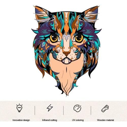 Montessori Wooden Jigsaw Puzzles Educational Unique Shape Cat Jigsaw Toys for Children Adults Leisure Entertainment Toys Gifts