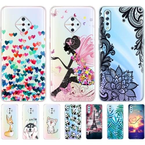 For VIVO V17 Phone Case on Vivo V17 Neo Cover Silicon Soft TPU Back Coque 6.38 Inch transparent shockproof cute marble dog