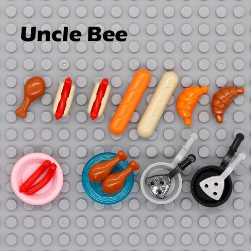 City Accessories Parts Building Blocks Hot Dog Sausage Drumstick Dish Pan Food Bun Bread Bricks Children Toys Compatible Friends