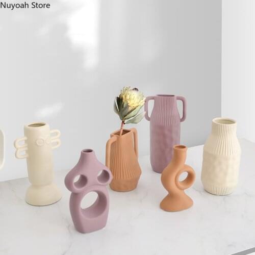Nordic Minimalist Ceramic Vase Decoration Art Dried Flower Flower Arrangement Accessories Home Decoration Countertop Vase