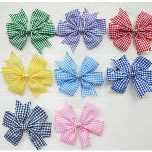 30pcs Xmas Cartoon stripe V Pinwheel Princess character Hairbows navy gingham plaid Hair bows Clips hair ties Accessories HD3355