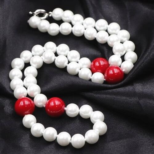 Creative Simulated Pearl Necklace for Women Jewelry 8mm Glass Pearls Artificial Coral Handmade Chain Necklaces Chokers 18" A669