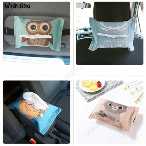 Cute Car Tissue Box Cartoon Paper Box Cover Universal kst For Car Back Sun Visor Hanging Decoration Interior Supplies CD50 Q01