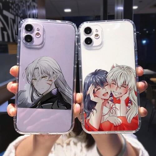 Cute Cartoon Inuyasha Phone Case for Iphone 12 11 Pro X XS Max XR 7 8 Plus Anime Higurash Sesshoumaru Soft Protect Clear Cover
